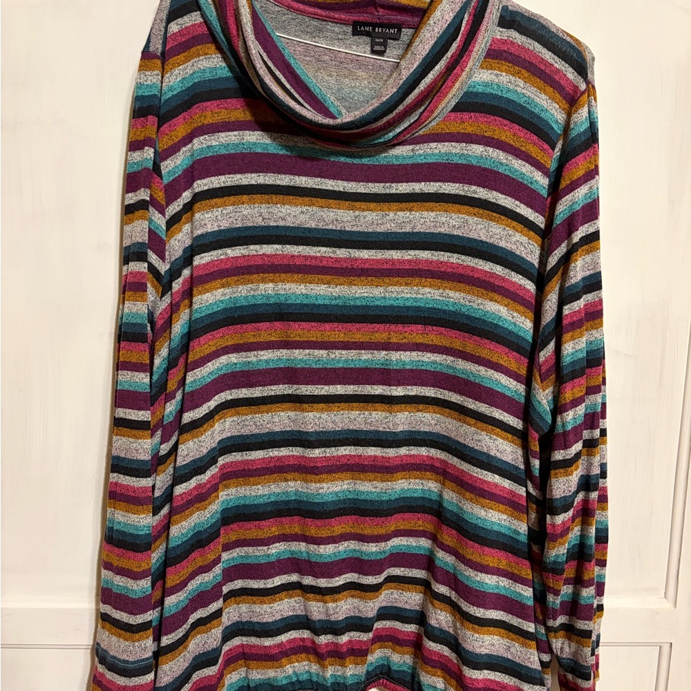 Lane Bryant Vibrant Striped Cowl Neck Sweater
